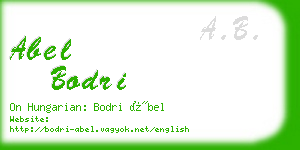 abel bodri business card